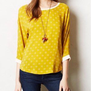 Anthropologie Maeve Yellow Polka Dot Shirt